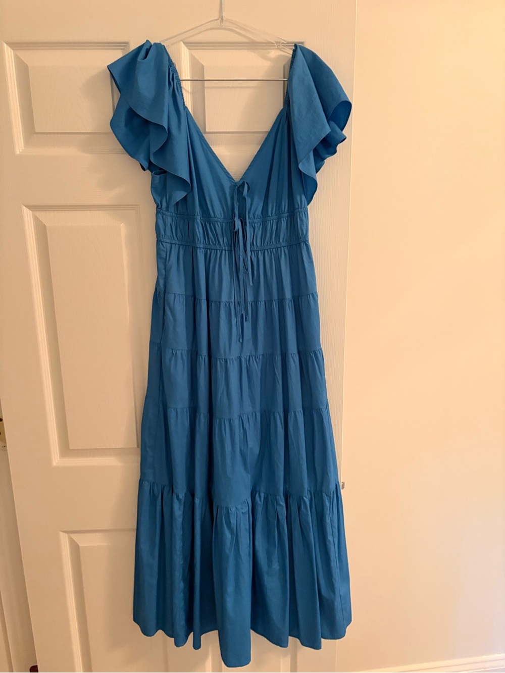 Moon River Sky Blue Ruffle Maxi Dress